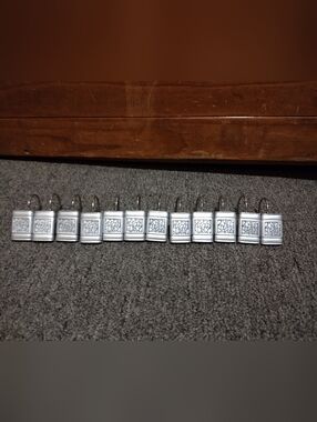 Set of 12 Silver Shower Curtain Hooks with Decorative Tile Design